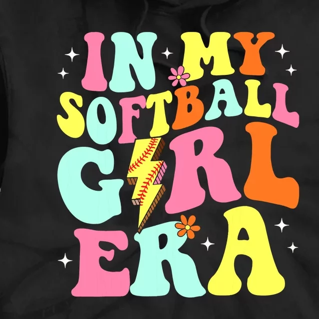 In My Softball Girl Era Retro Groovy Softball Girl Tie Dye Hoodie