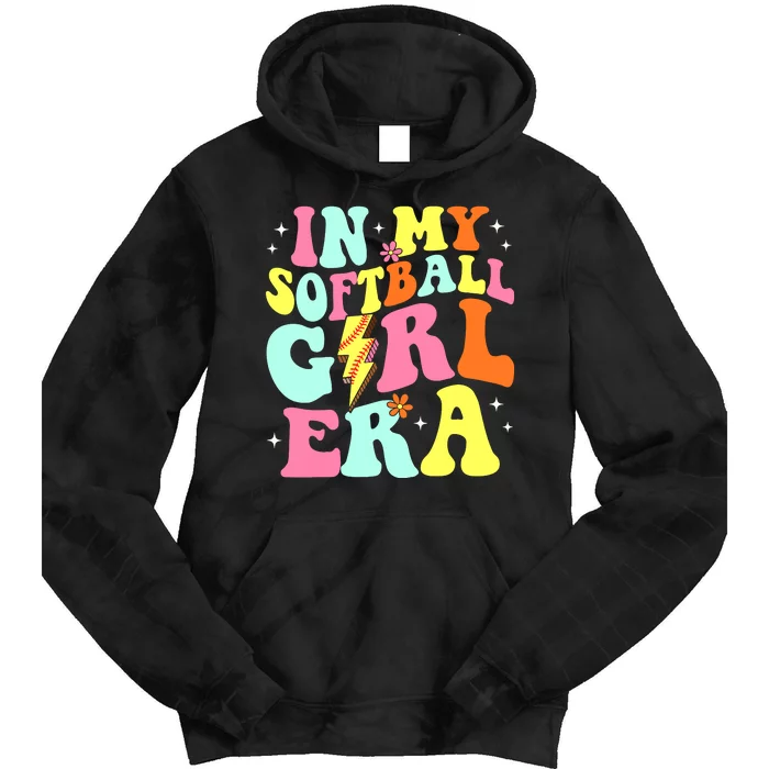 In My Softball Girl Era Retro Groovy Softball Girl Tie Dye Hoodie