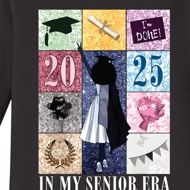 In My Senior Era Class Of 2025 Black Girl Graduate Baby Long Sleeve Bodysuit