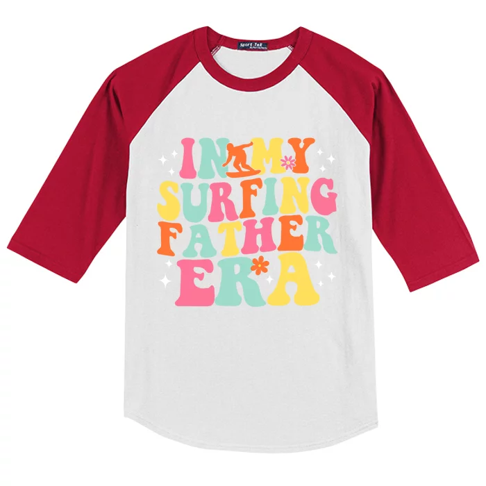 In My Surfing Father Era Retro Game Day Groovy Gift Kids Colorblock Raglan Jersey