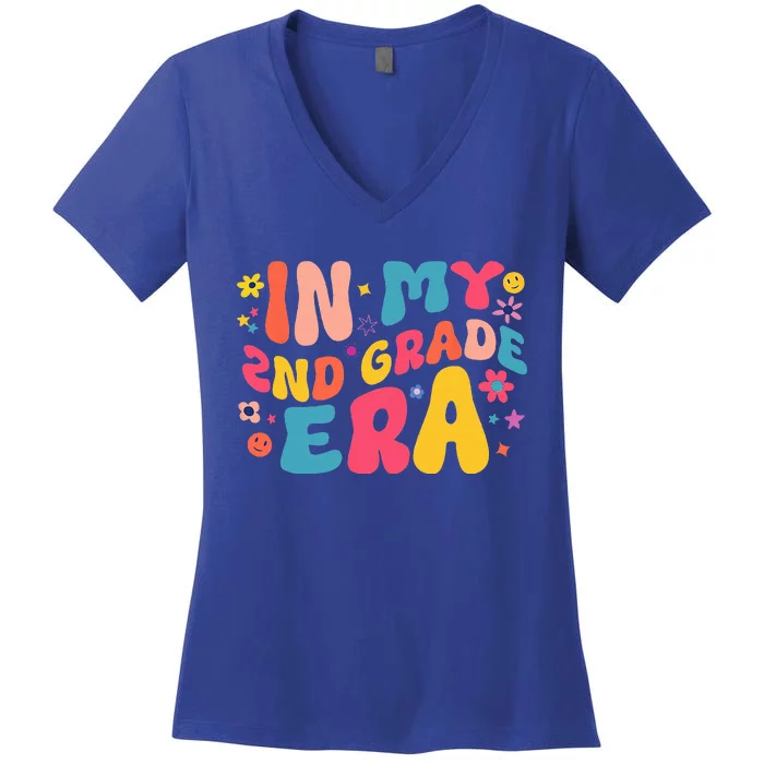 In My Second Grade Era Retro Teacher Back To School Women's V-Neck T-Shirt