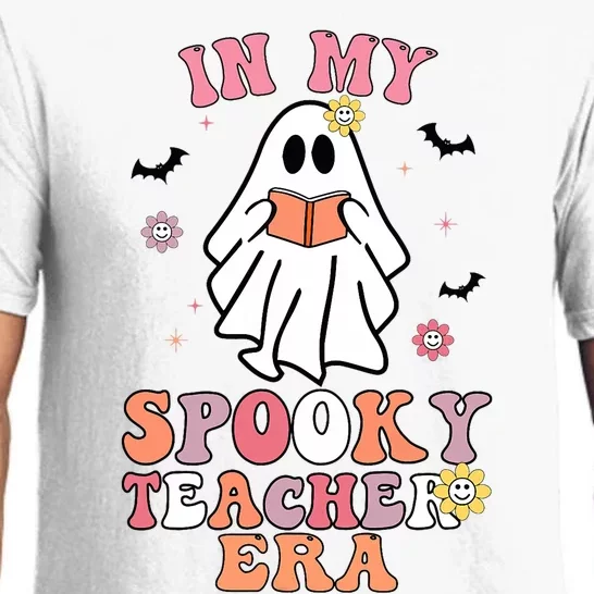 In My Spooky Teacher Era Groovy Hippie Retro Ghost Halloween Pajama Set