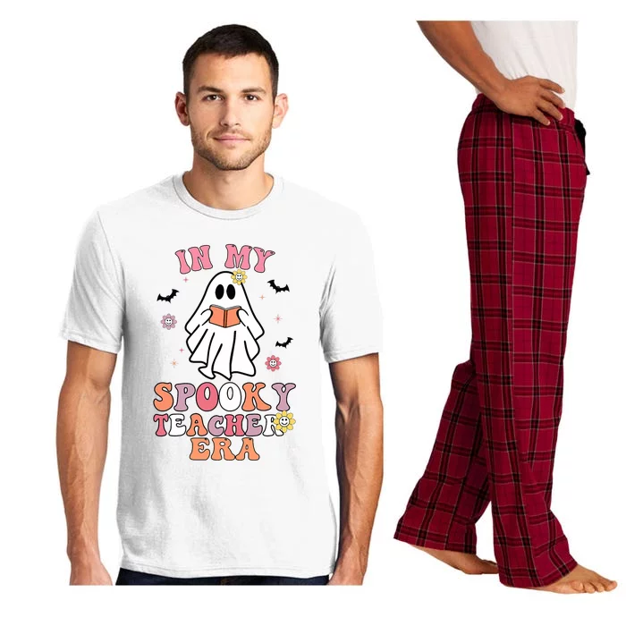 In My Spooky Teacher Era Groovy Hippie Retro Ghost Halloween Pajama Set