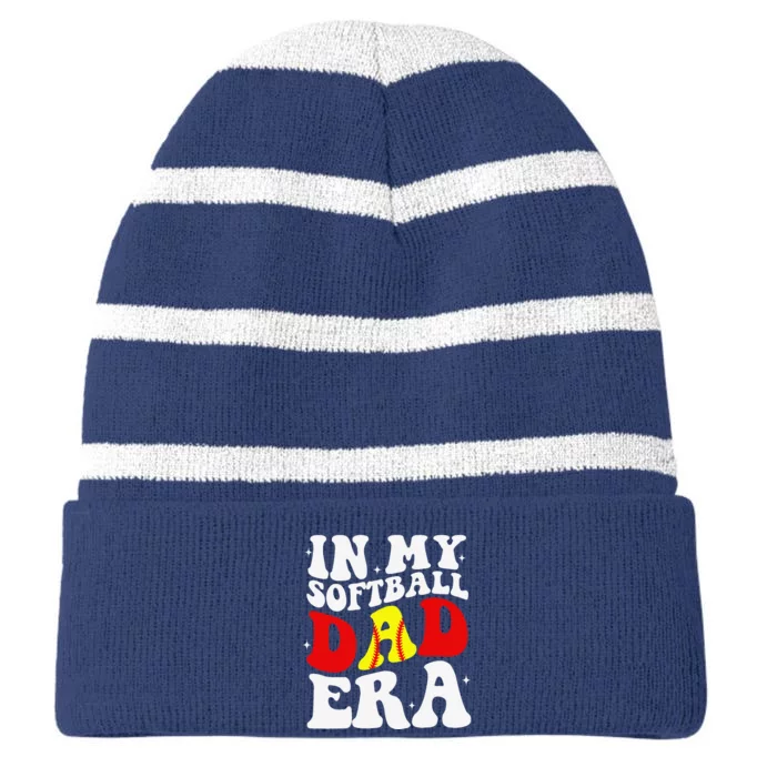 In My Softball Dad Era Softball Dad Striped Beanie with Solid Band