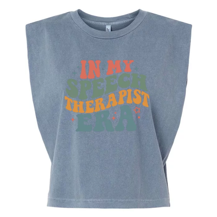 In My Speech Therapist Era Retro SLP Therapists Teacher Garment-Dyed Women's Muscle Tee