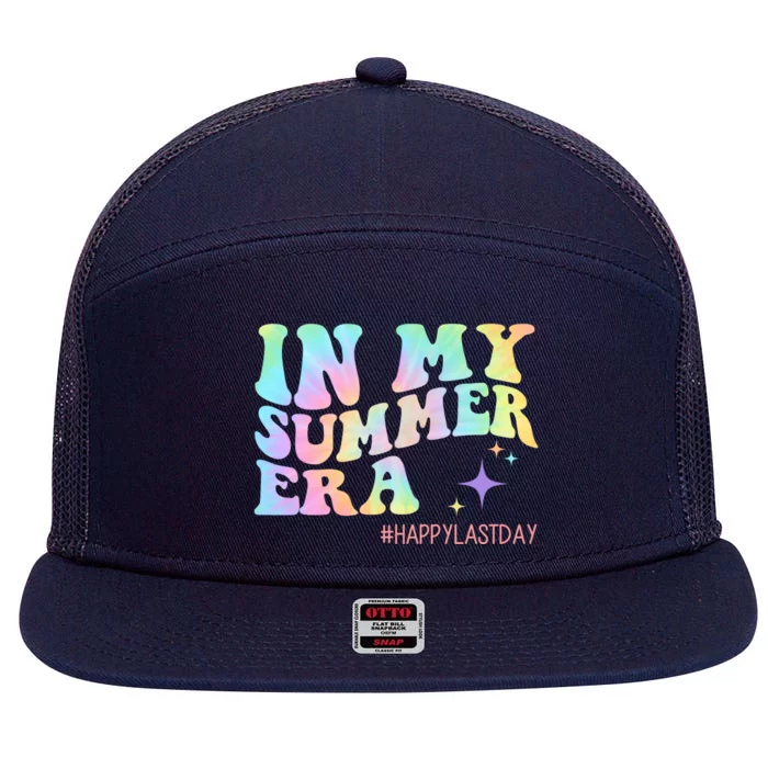 In My Summer Era Happy Last Day Of School 7 Panel Mesh Trucker Snapback Hat