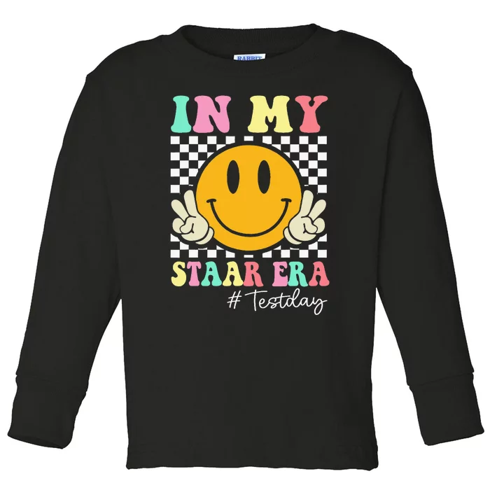 In My Staar Era Retro Smile Teacher Testing Test Day Toddler Long Sleeve Shirt