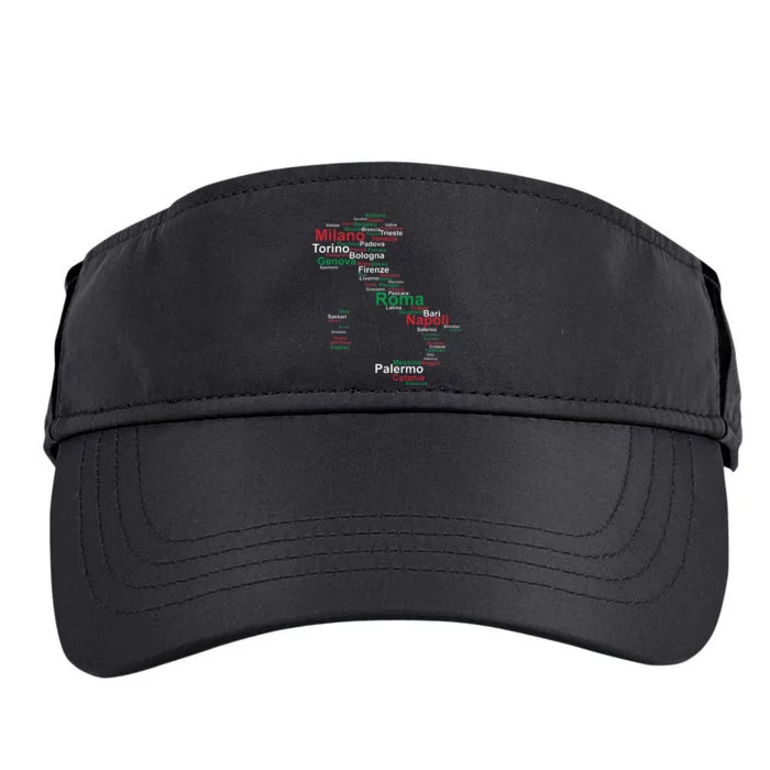 Italy Map Silhouette Flag Towns Cities Rome Travel Europe Adult Drive Performance Visor