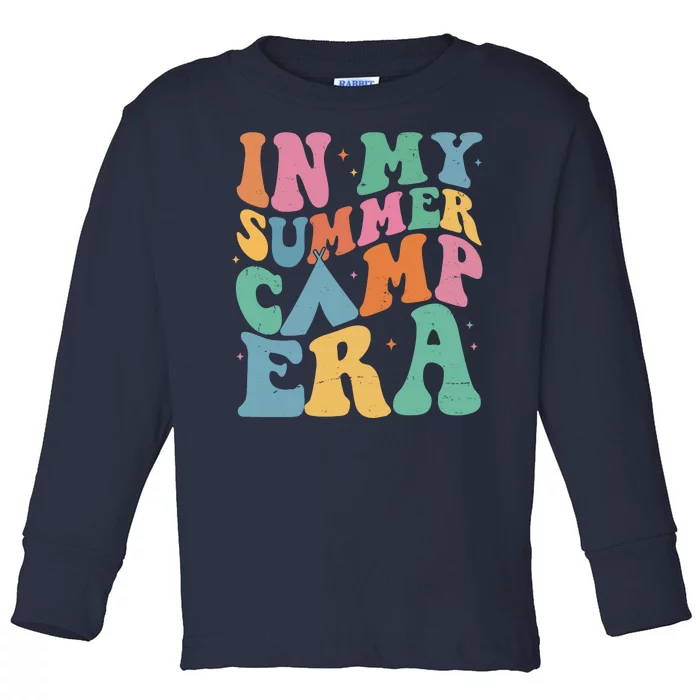 In My Summer Camp Era Retro Groovy Toddler Long Sleeve Shirt