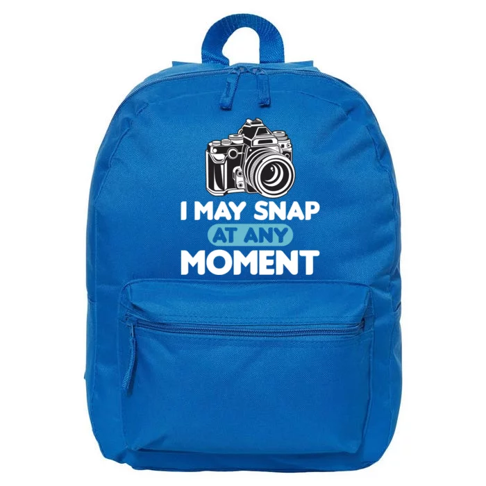 I May Snap At Any Time I Funny Photographer Gift 16 in Basic Backpack