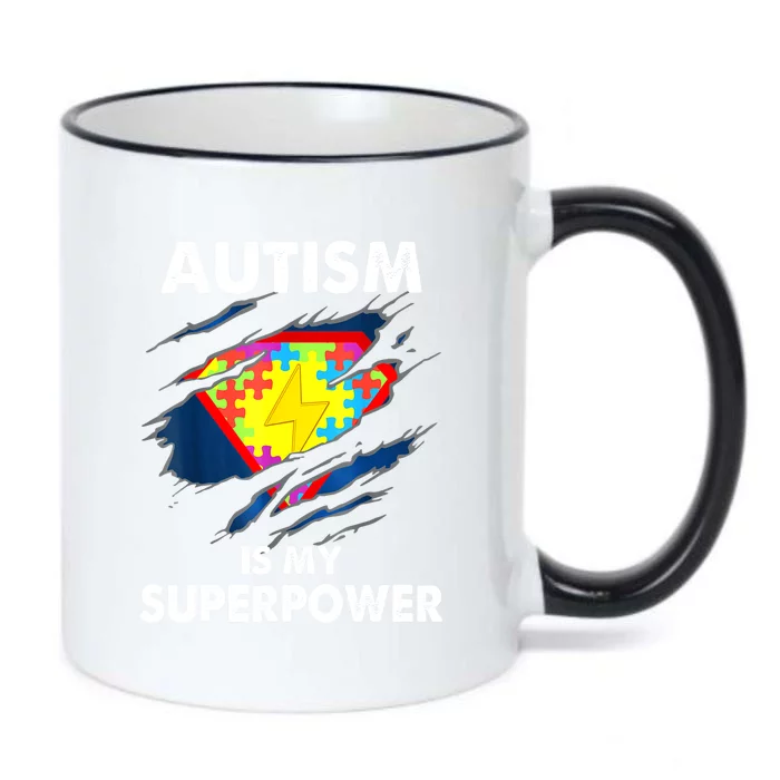 Is My Super Power Superhero Autism Awareness Gift Black Color Changing Mug