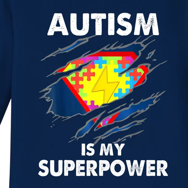 Is My Super Power Superhero Autism Awareness Gift Baby Long Sleeve Bodysuit