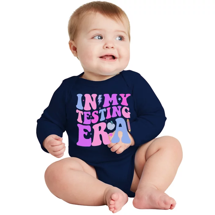 In My Testing Era Test Day Retro Motivational Teacher Baby Long Sleeve Bodysuit