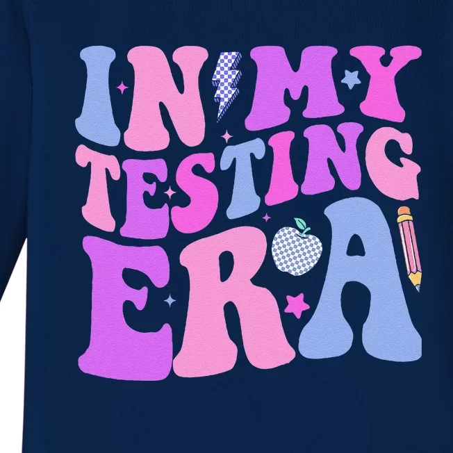 In My Testing Era Test Day Retro Motivational Teacher Baby Long Sleeve Bodysuit