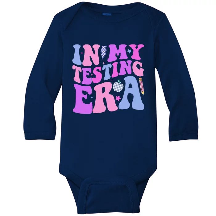 In My Testing Era Test Day Retro Motivational Teacher Baby Long Sleeve Bodysuit