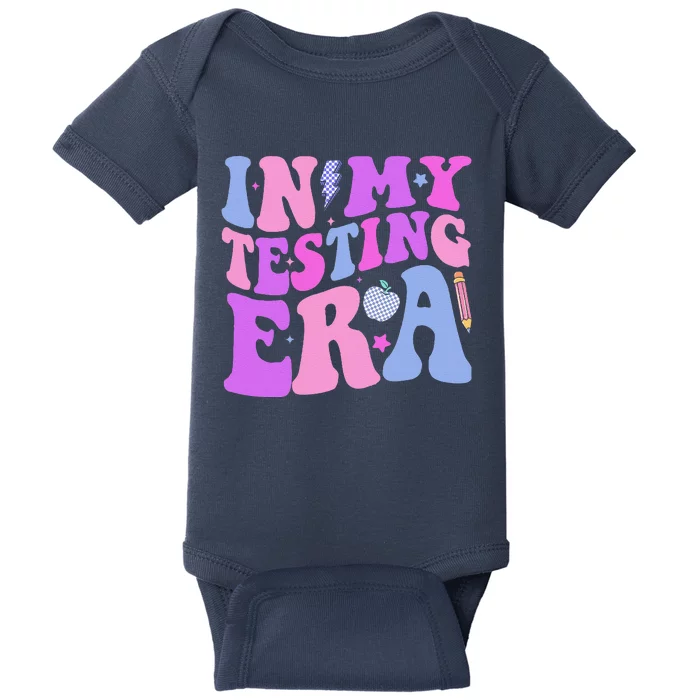 In My Testing Era Test Day Retro Motivational Teacher Baby Bodysuit