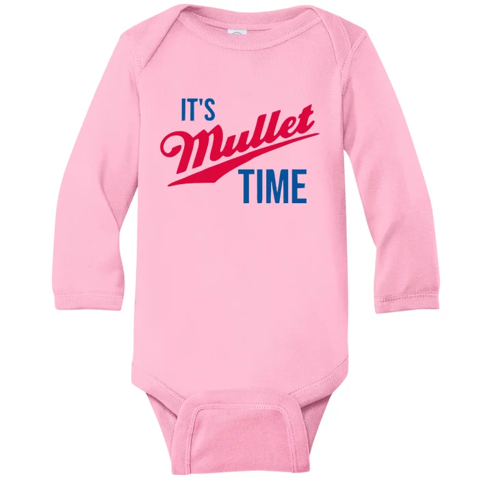 ItS Mullet Time Funny Redneck Mullet Baby Long Sleeve Bodysuit