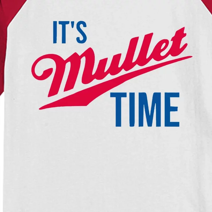 ItS Mullet Time Funny Redneck Mullet Kids Colorblock Raglan Jersey