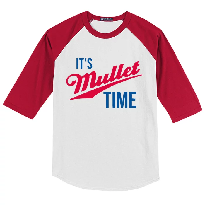 ItS Mullet Time Funny Redneck Mullet Kids Colorblock Raglan Jersey