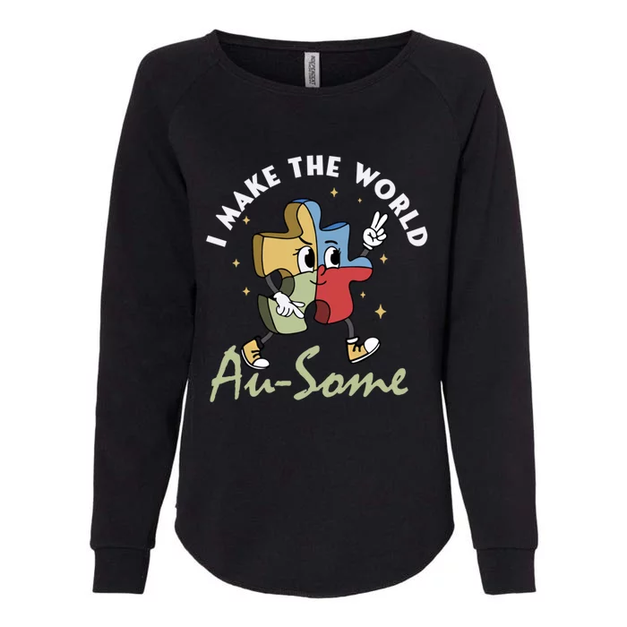 I Make The World Augiftsome Autism Awareness Month Puzzle Piece Gift Womens California Wash Sweatshirt