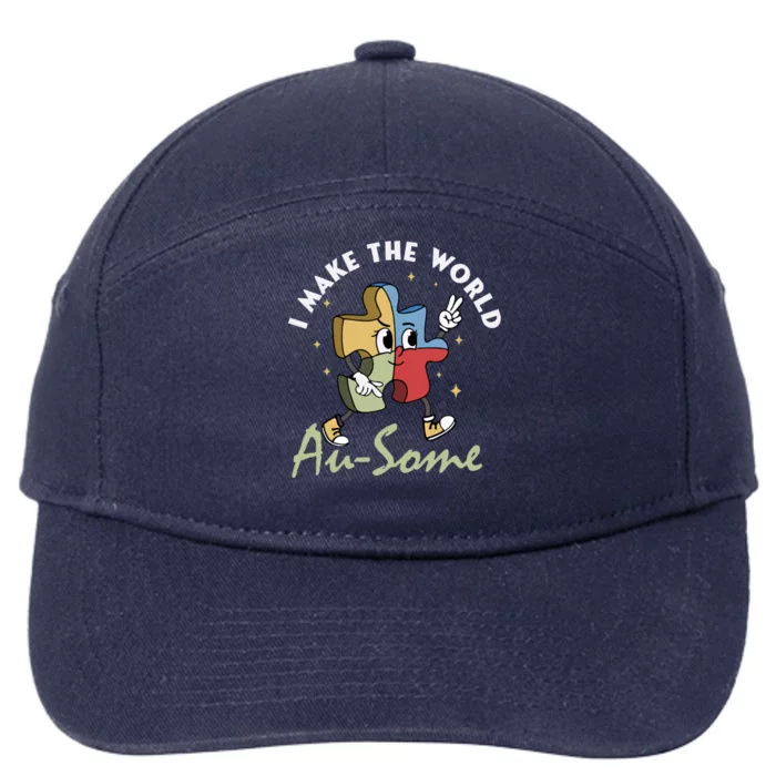 I Make The World Augiftsome Autism Awareness Month Puzzle Piece Gift 7-Panel Snapback Hat