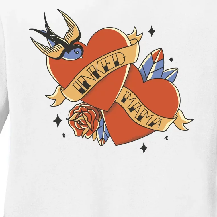 Inked Mama Tattoo Heart Ladies Long Sleeve Shirt