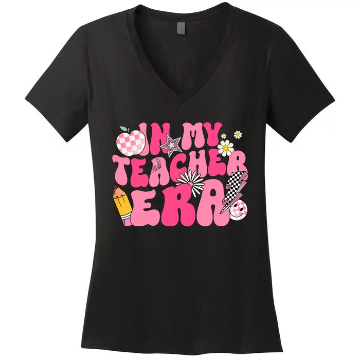 In My Teacher Era First Day Of School Back To School Women's V-Neck T-Shirt