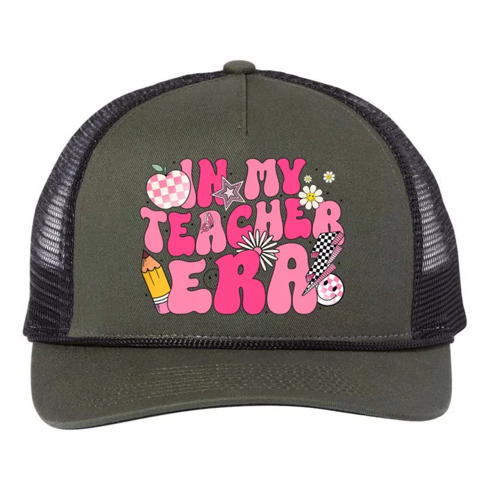 In My Teacher Era First Day Of School Back To School Retro Rope Trucker Hat Cap