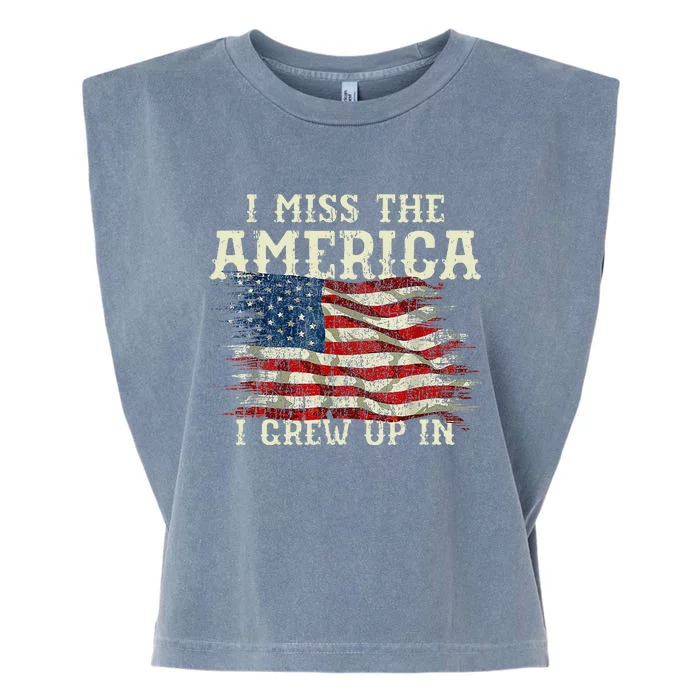 I Miss The America I Grew Up In Usa Flag Garment-Dyed Women's Muscle Tee