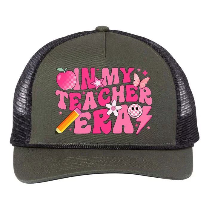 In My Teacher Era Back To School Retro Back To School Retro Retro Rope Trucker Hat Cap