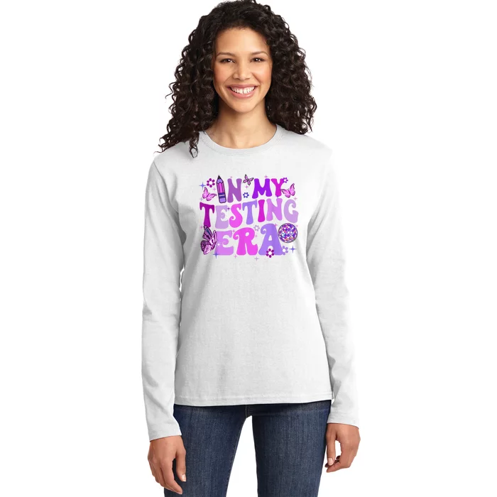 In My Testing Era Funny Teacher Exam Day Ladies Long Sleeve Shirt