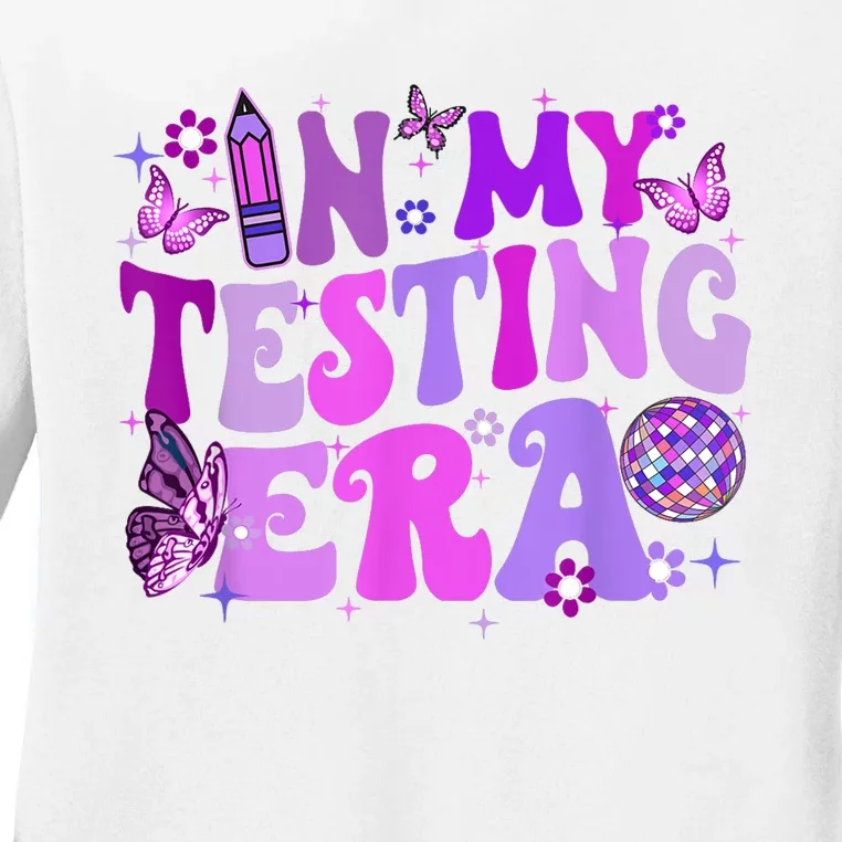 In My Testing Era Funny Teacher Exam Day Ladies Long Sleeve Shirt