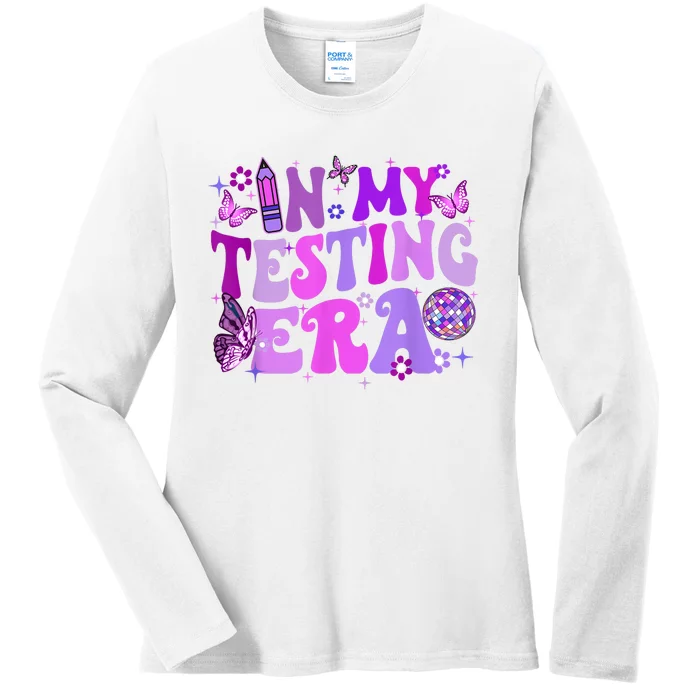 In My Testing Era Funny Teacher Exam Day Ladies Long Sleeve Shirt