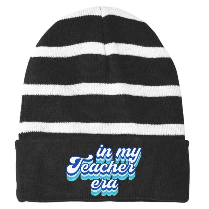 In My Teacher Era In Blue Striped Beanie with Solid Band