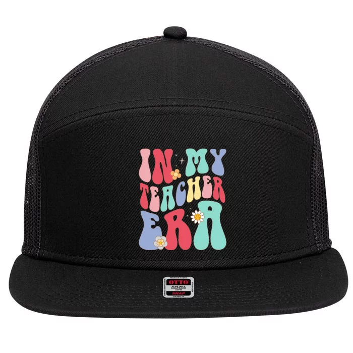 In My Teacher Era Groovy Retro Teacher 7 Panel Mesh Trucker Snapback Hat