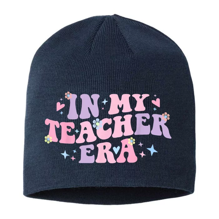 In My Teacher Era Back To School In My Teaching Era Pink 8 1/2in Sustainable Knit Beanie