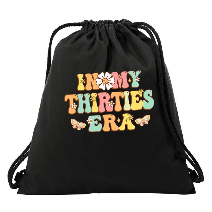 In My Thirties Era Groovy 30th Birthday 30S Drawstring Bag