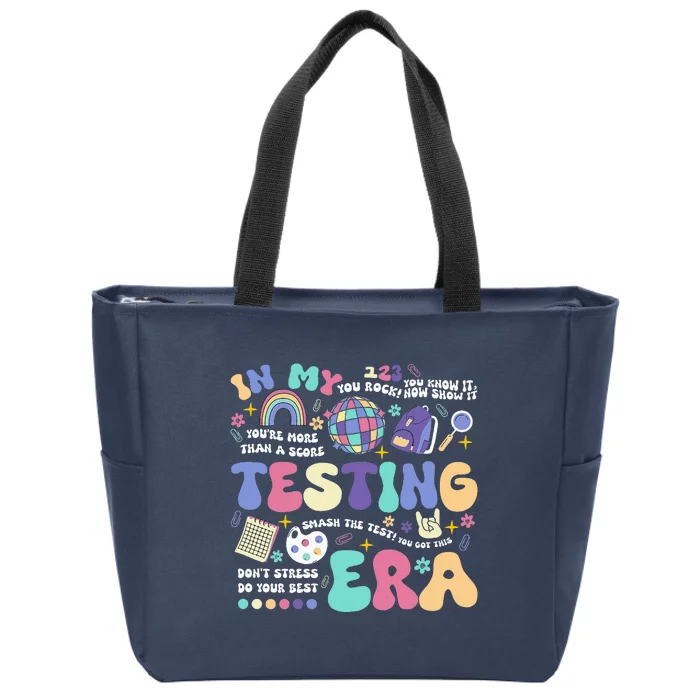 In My Testing Era School Day Teacher Student Rock The Test Zip Tote Bag