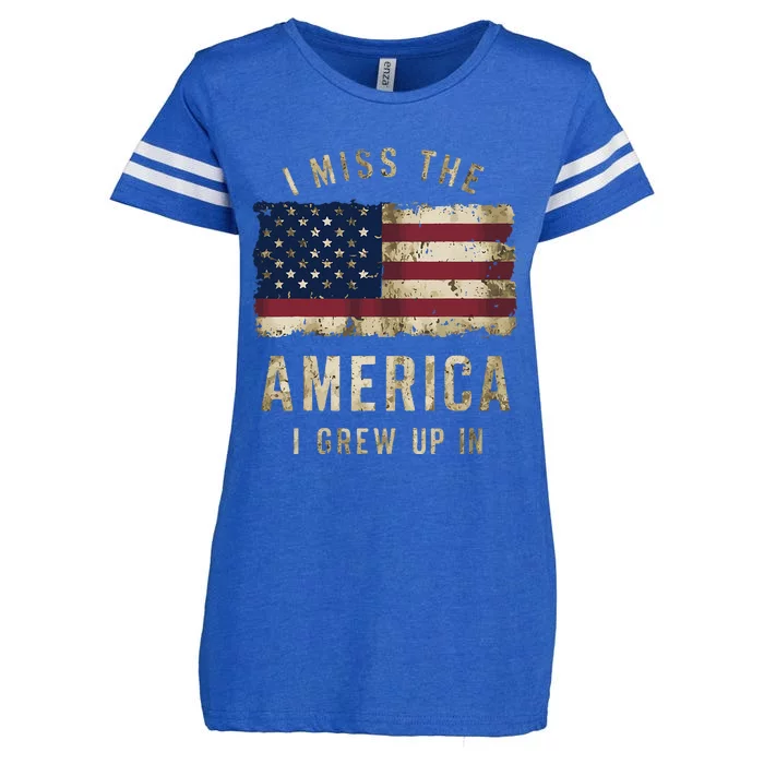 I Miss The America I Grew Up In Vintage American Flag Retro Enza Ladies Jersey Football T-Shirt