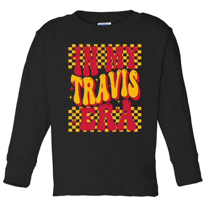 In My Travis Era Retro Groovy Toddler Long Sleeve Shirt