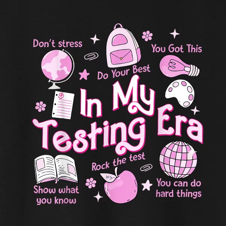 In My Testing Era Teachers Student Rock The Test Testing Day Women's Crop Top Tee