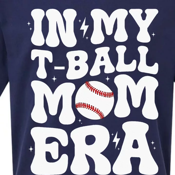 In My T Ball Mom Era Groovy Ball Mom Sueded Cloud Jersey T-Shirt