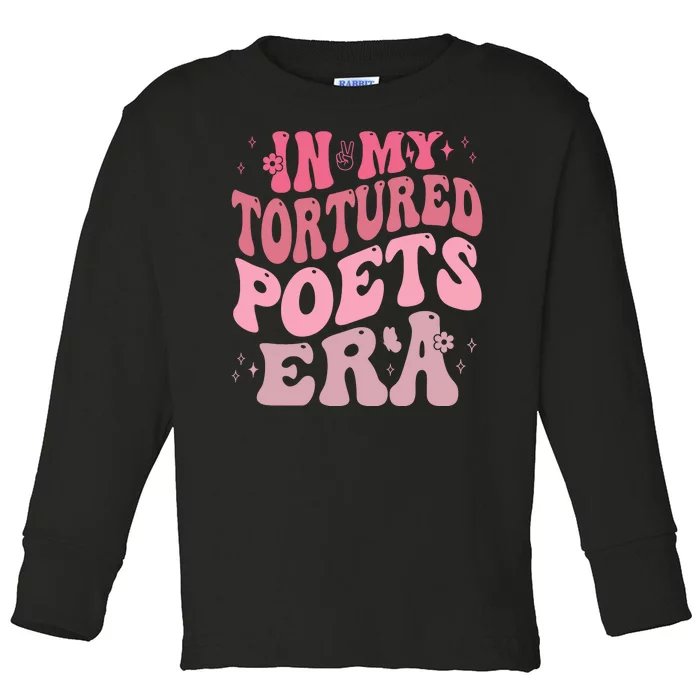 In My Tortured Poets Era Pink Groovy Toddler Long Sleeve Shirt