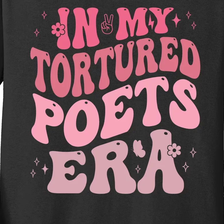 In My Tortured Poets Era Pink Groovy Kids Long Sleeve Shirt