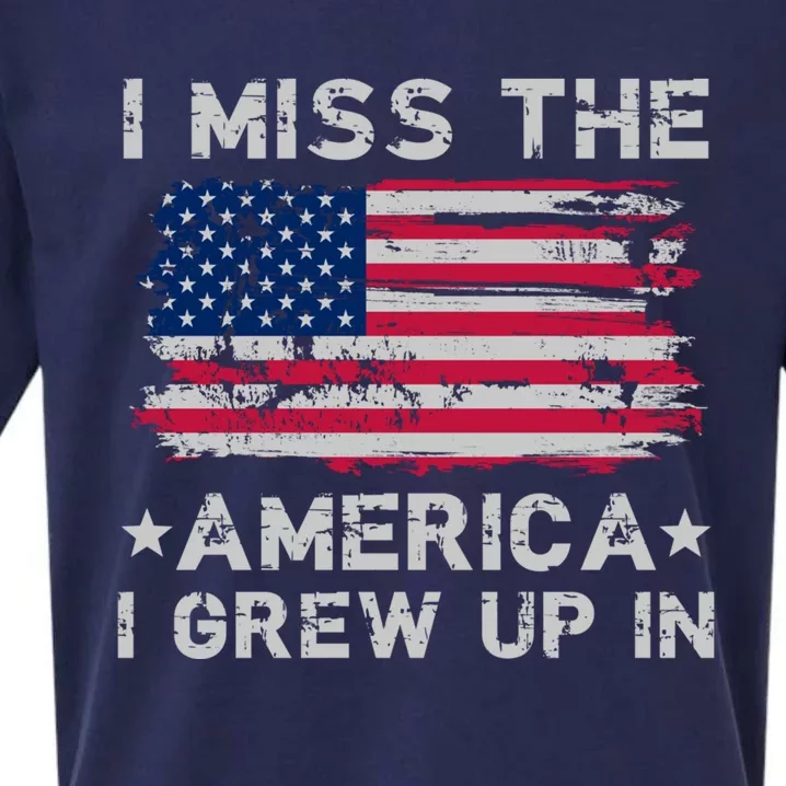 I Miss The America I Grew Up In Grunge Old Usa Flag Meaningful Gift Sueded Cloud Jersey T-Shirt