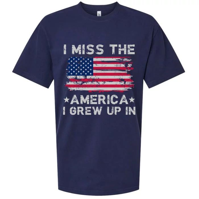 I Miss The America I Grew Up In Grunge Old Usa Flag Meaningful Gift Sueded Cloud Jersey T-Shirt