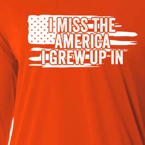 I Miss The America I Grew Up In Retro Distressed Us Flag Funny Gift Cooling Performance Long Sleeve Crew