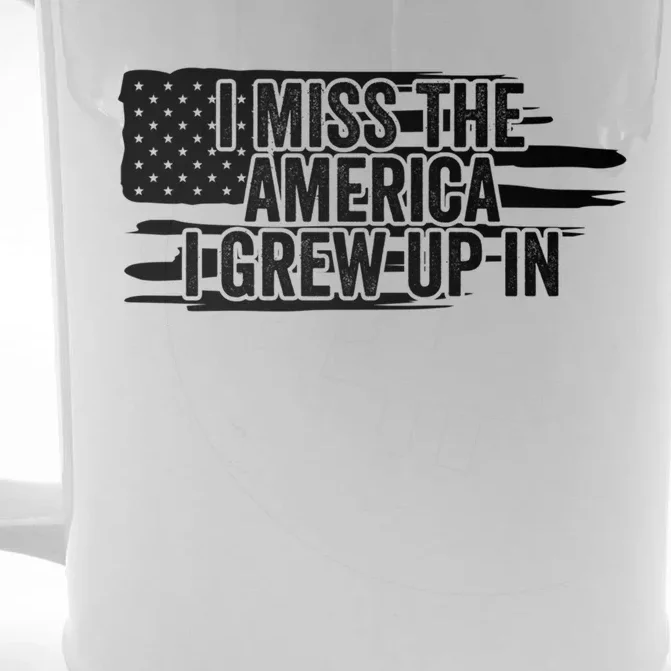 I Miss The America I Grew Up In Retro Distressed Us Flag Funny Gift Front & Back Beer Stein