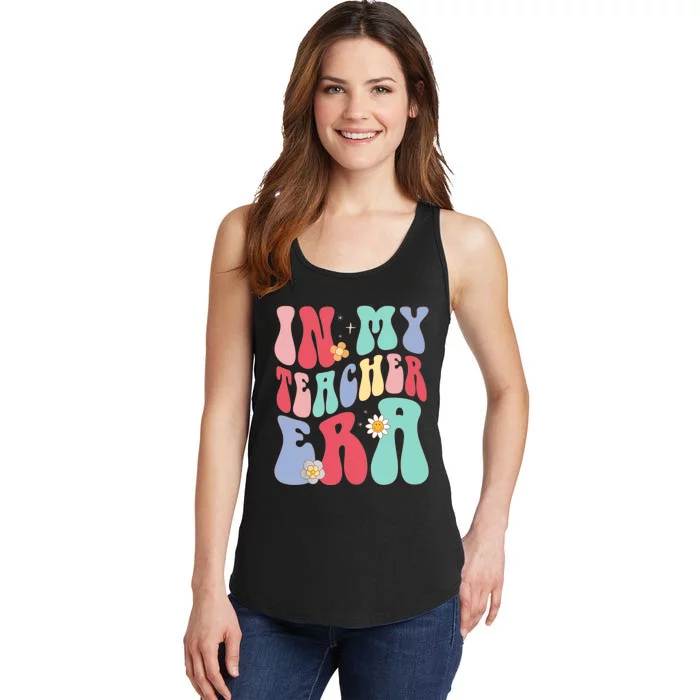 In My Teacher Era Groovy Retro Teacher Ladies Essential Tank