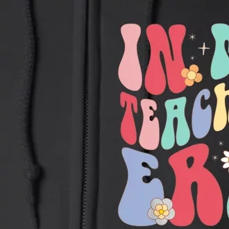 In My Teacher Era Groovy Retro Teacher Full Zip Hoodie